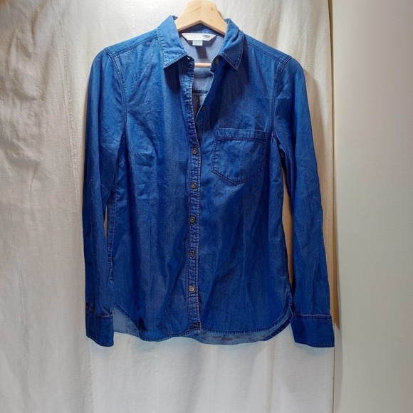 𝅺Old Navy The Classic Shirt Long Sleeve Women's Button-Up, Small - Picture 1 of 8